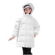 thumbnail image 4 of Parkas de manga larga unisex, chaqueta de plumón de color liso, mediana a larga, informal, gruesa, de invierno, blanca, con capucha, de manga larga, abrigo de poliéster para niños., 4 of 8