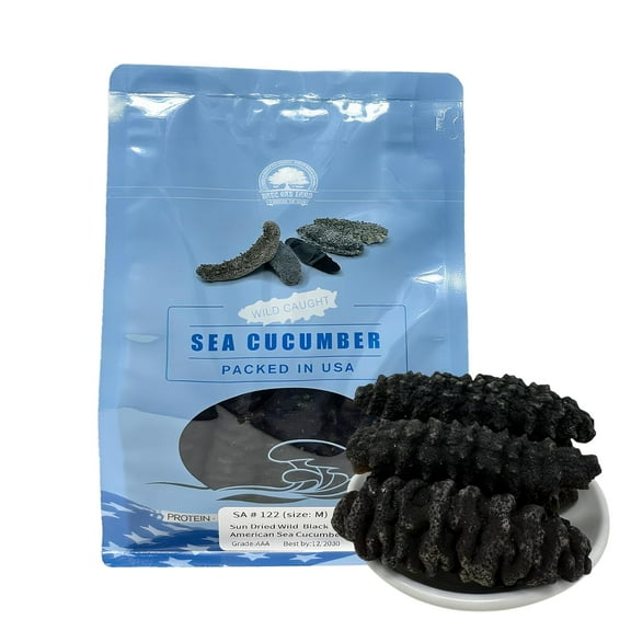 DABC OAK LAND Dried Wild Sea Cucumber, 15-20PCS 5-6 Years Natural South American Sun Dried Sea Cucumber, Premium Deep Sea Wild Caught Grade AAAA Nutritious Rich In Protein, Vitamins 8OZ Medium Bag