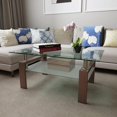thumbnail image 2 of Rectangle Glass Coffee Table, Tea Table Modern Side Coffee Table with Lower Shelf Suitable for Living Room, 2-Tier Center Coffee Tables for Living Room, Tempered Glass Tabletop & Metal Legs, 2 of 8