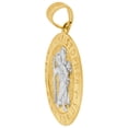 thumbnail image 2 of 14k Yellow Gold White Rhodium, Saint Christopher Medal Religious Pendant Oval 16mm with 16" Dainty Neck Chain, 2 of 5