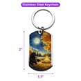 thumbnail image 5 of Hello Fall Newfoundland Enjoys Warm Campfire Autumn Night Bright Moon Stainless Steel Keychain Newfie Dog Lover Gifts Collar Charm Tag Keyring - 01008, 5 of 5