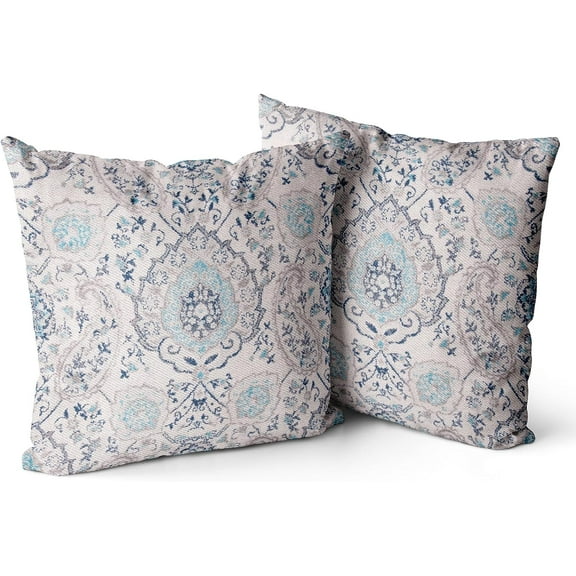 Ryan; Boho Throw Pillow Covers 18x18 inch Set of 2 Terracotta Rust Blue Colored Throw Pillows Double Sided Boho Home Soft Decor for Bedroom Living Room Couch & Sofa (No Inserts)