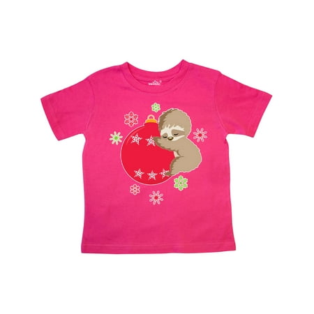 

Inktastic Cute Christmas Baby Sloth on Red Ornament with Snowflakes Gift Toddler Boy or Toddler Girl T-Shirt