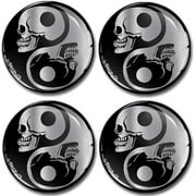 Skino 4 x 2.36 /60mm/ Silicone 3D Wheel Center Stickers for Rims Hub Caps Car Tuning Yin Yang Silver Gloss A 8260