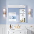 thumbnail image 5 of ANGELES HOME 36" x 36" Tri-View Aluminum Bathroom Medicine Cabinet and Open Shelf Set with Adjustable Glass Shelves, Copper-Free Mirror, Recessed or Surface Mount, 5 of 7