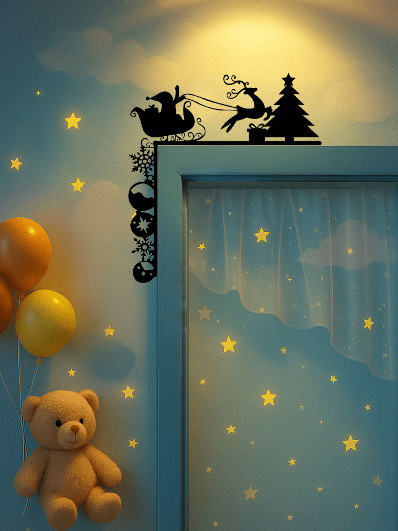 Removable Christmas Sleigh Wall Decals Holiday Home Decor Stickers