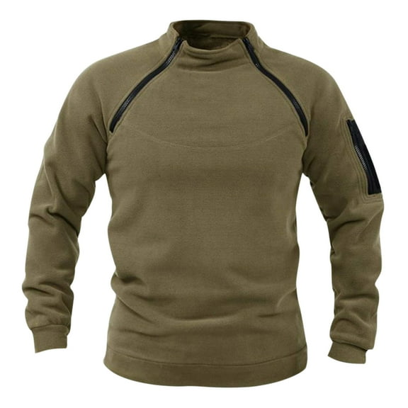 Qingpeng Pullover T Shirts for Men Solid Round Neck Long Sleeve Shirt Casual Slim Top