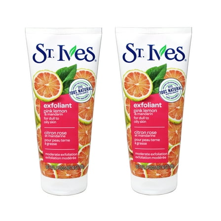St. Ives Radiant Skin Face Scrub, Pink Lemon and Mandarin Orange, 6 OZ - 2 Pack