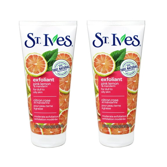 St. Ives Radiant Skin Pink Lemon and Mandarin Orange Face Scrub 6 oz (Pack of 2)