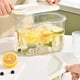 thumbnail image 5 of Dispensador de bebidas en nevera con grifo - Recipiente de almacenamiento de bebidas frías de 2,1L, jarra de plástico impermeable para zumos, té helado, agua - blanca o verde, 5 of 6