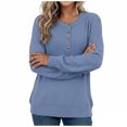 thumbnail image 3 of UAMVSH Womens Henley Sweaters Soft Long Sleeve Knit Pullover Dressy Casual Button Crewneck Jumper Tops Fashion Clothing, 3 of 4