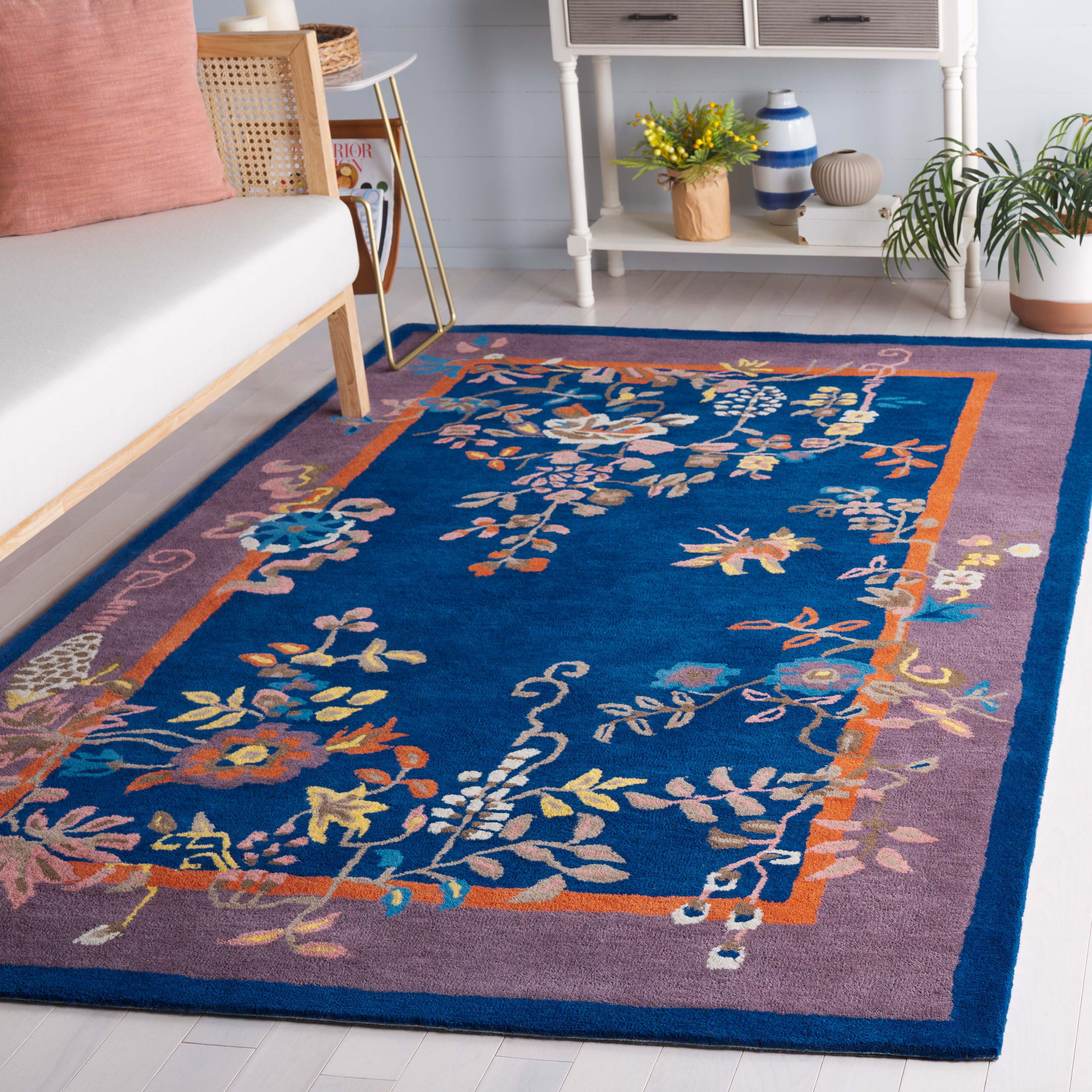 SAFAVIEH Metro Louise Floral Area Rug, Navy/Brown, 4' x 6'