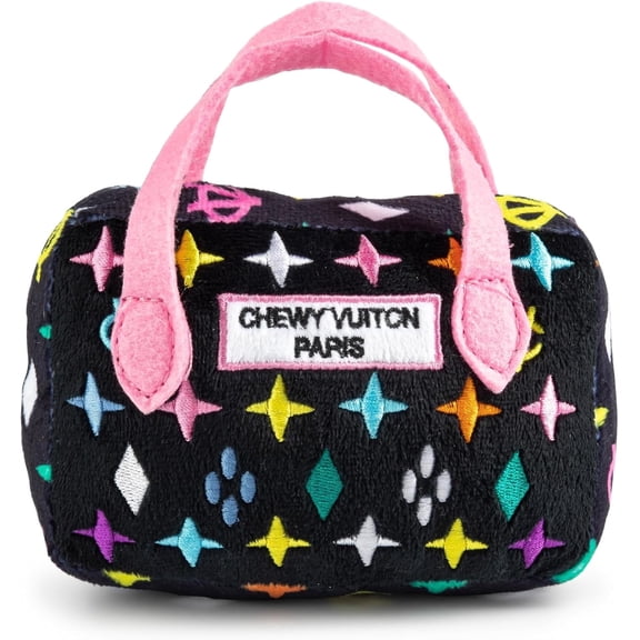 Haute Diggity Dog Monogram Chewy Vuiton Handbag, Plush Dog Toy with, Machine-Washable, for All Breeds, Size Small