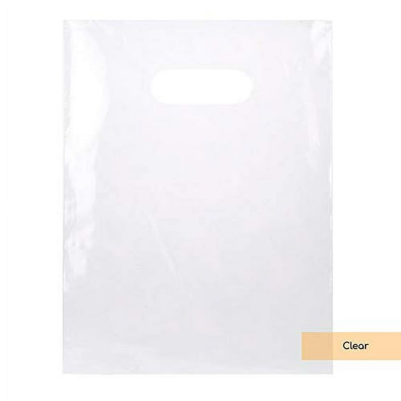 clearBags LDPE Solid Handle Bag 100 Bags clear Size 9 in x 12 in Merchandise Bag with Die cut Handles Tear Resistant Strength Perfect for Trade Shows, Retail, and More