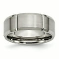 thumbnail image 1 of Titanium Beveled Edge Grooved 8mm Brushed and Polished Band Ring 12 Size, 1 of 6