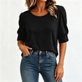thumbnail image 5 of Maplenight Blouses for Women Crew Neck Half Sleeve Tops Button Casual Daily Wear Summer Tops, 5 of 7