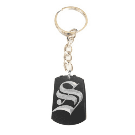 Letter S OLD English Font Initial First Name Logo - Metal Ring Key Chain