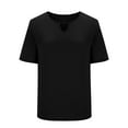 thumbnail image 6 of Plus Size Tops for Women Trendy Keyhole Crewneck Shirts Basic Solid Short Sleeve Casual Summer Holiday Clothing, 6 of 7