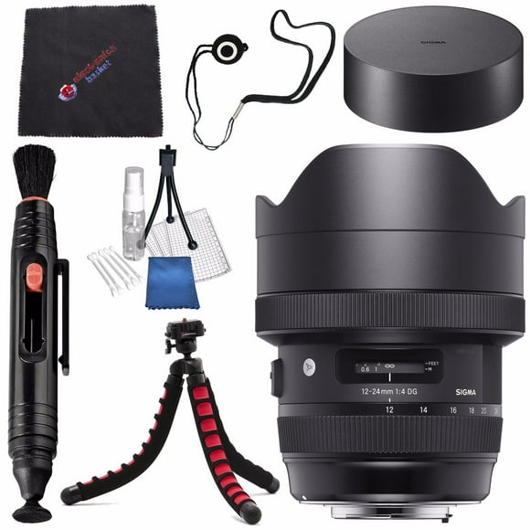Sigma 12-24mm f/4 DG HSM Art Lens for Nikon F #205955 + Lens Pen Cleaner + Microfiber Cleaning Cloth + Lens Capkeeper + Deluxe Cleaning Kit + Flexible Tripod Bundle (International Model No Warranty)