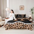 thumbnail image 4 of Manfei Leopard Print Letter H Bow Twin Bedding Sets, Fashion Diamond Bedding Comforter Set for Girls Women, Black Reversible, 7 Pieces, 4 of 7