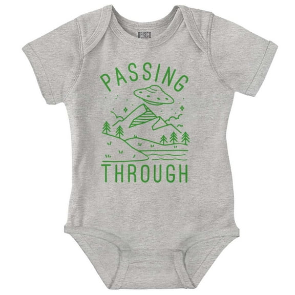 Alien UFO Passing Through Cute Funny Romper Boys or Girls Infant Baby Brisco Brands 12M