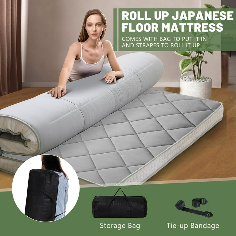 ABORON Futon Mattress Full Size 4 Thick Japanese Floor Mattress Folding Guest Mattress Protable Roll up Mattress Soft Memory Foam Tatami Mat Sleeping
