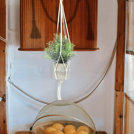 AURARMLET 4Pcs White Cotton Elegant Hanging Flower Pot for Home and Garden 32.3X11.8in