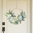 thumbnail image 5 of Nanoei Hydrangea Wreath for Front Door, Spring Floral Decoration with Wood Beads, Realistic Peonies And Greenery for Wall And Window, Farmhouse Home Decor Blue, 5 of 9