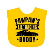 Inktastic Pawpaw's Lil' Racing Buddy with Car Silhouette Boys or Girls Baby Bib