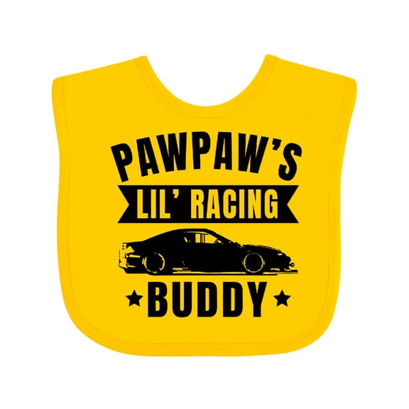 Inktastic Pawpaw's Lil' Racing Buddy with Car Silhouette Boys or Girls Baby Bib