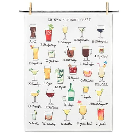 

Mr. MJs AB-56-KT-LK-05 20 x 28 in. Drinks Alphabet Kitchen Tea Towel White & Multi Color - Cotton