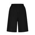 thumbnail image 5 of QATAINLAV Prime Sales Linen Bermuda Shorts for Women Elastic High Waisted Knee Length Beach Shorts Solid Casual Summer Shorts Vacation Outfits Black M, 5 of 8