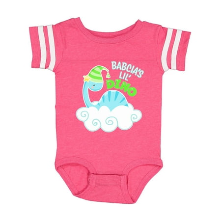 

Inktastic Babcia s Lil Dino with Cute Blue Baby Dinosaur Gift Baby Boy or Baby Girl Bodysuit
