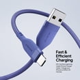 thumbnail image 3 of Powertek Ultra 6ft USB-A to Lightning Cable, Purple, Silicone with PVC Mesh Jacket, Dependable Data Transfer, MFi Certified Charging Cable, 3 of 6