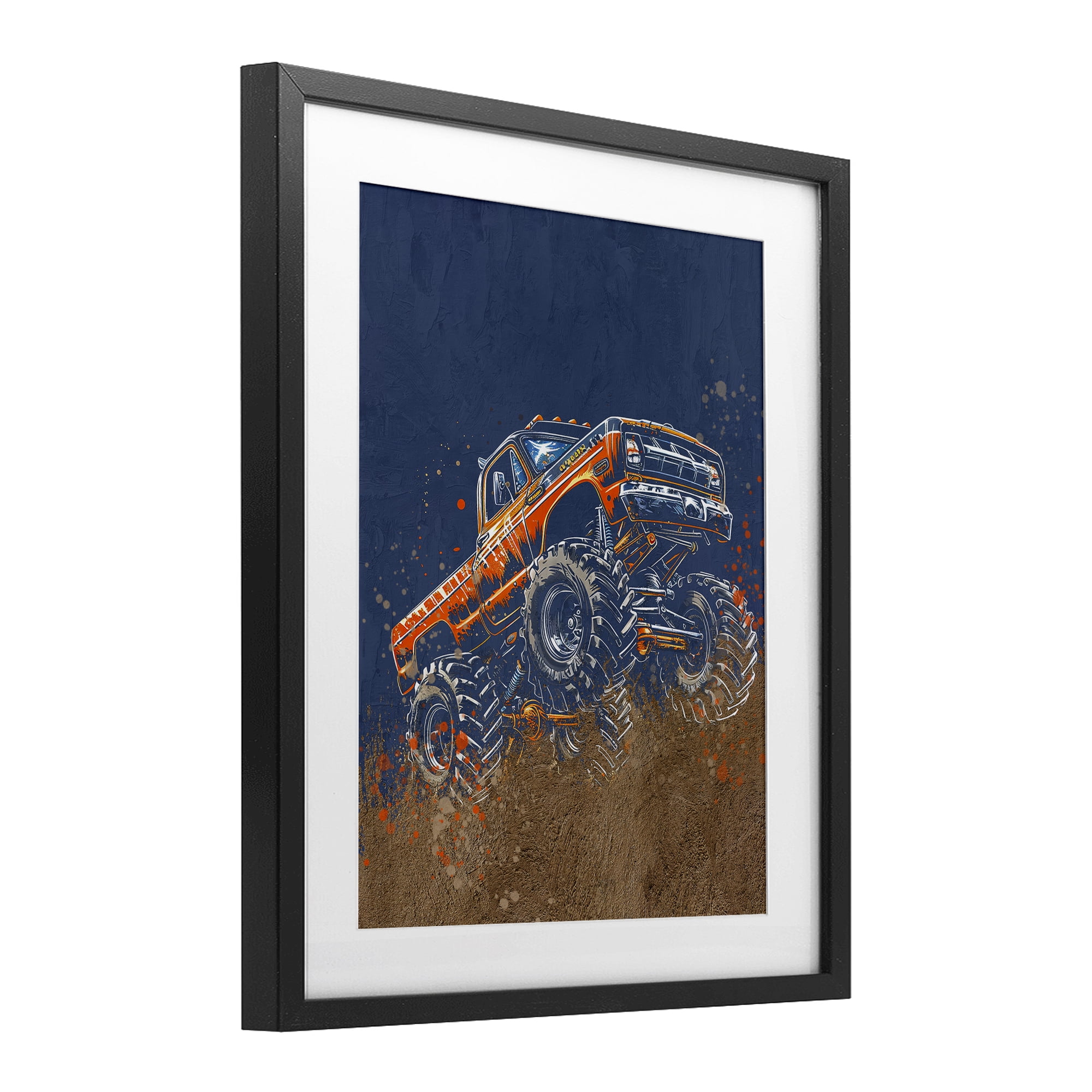 My Jam Monster Truck Black Framed Print Under Glass, design by Kim Allen