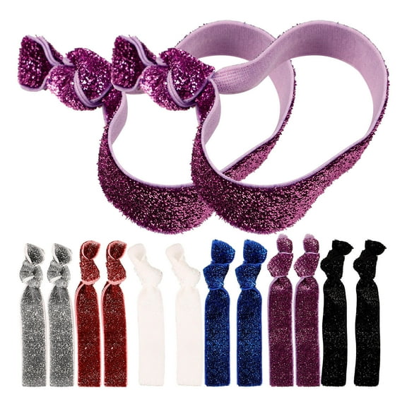 Topbathy 18pcs Assorted Glitter Hair Ties No Crease Elastic Hair Bands Ponytail Holders Ribbon Scrunchies