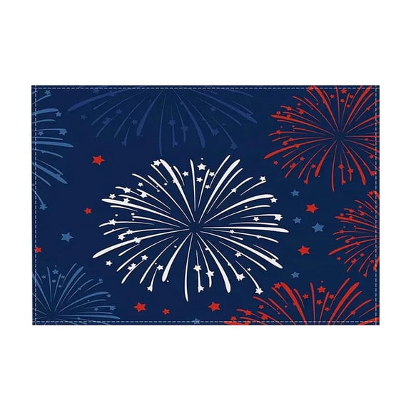 Star Fireworks Print 4th of July Placemat, 12x18 Inch Memorial Day Patriotic Table Mat for Party Kitchen Catering Decoration (Multicolor)