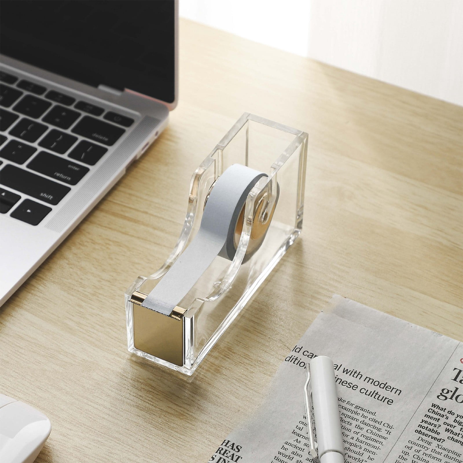 Horivan Tape Dispenser with Antiskid Base and Smooth Roller for Office Home Use, Cutter for Adhesive Tape up to 25mm Width, Efficient Desktop Tape Holder