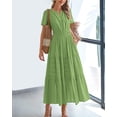 thumbnail image 2 of Vestido casual BTFBM de verano 2025 con cuello en V y manga corta, verde, 2 of 9