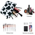thumbnail image 3 of Bolsa de maquillaje para bolso, bolsa de cosméticos, bolsa de aseo de viaje, bolsa organizadora impermeable para mujeres y niñas (vacas) Rojo Verde, 3 of 5