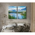 thumbnail image 2 of PixonSign Canvas Print Wall Art Set Aerial View of Great Lake Nature Wilderness Photography Modern Art Contemporary Landscape Fun Multicolor Ultra for Living Room, Bedroom, Office - 16"x24"x2, 2 of 5