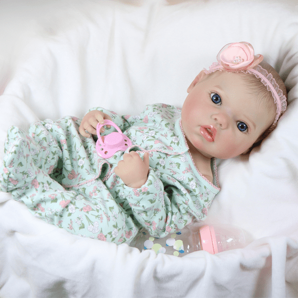 WAWA-HAOKEAI Emma Rose Poupée Bébé Fille Reborn de 18 Pouces avec Corps Entièrement en Vinyle et Accessoires