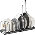 thumbnail image 1 of Organizador de Sartenes y Ollas Extensible, Estante de Cocina Ajustable 30-58cm con 10 Compartimentos, Soporte para Tapas, Platos y Tablas, Ahorra Espacio en Armarios y Encimeras, Negro, 1 of 4