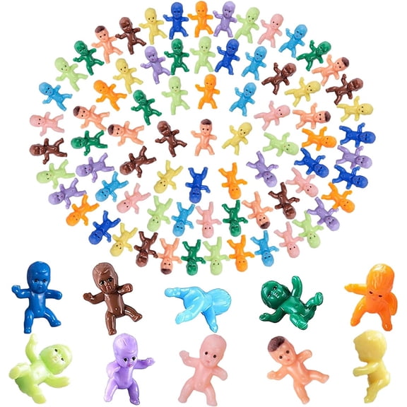 Duslogis 1" Baby Shower Plastic Mini Baby Figurines, Set of 100