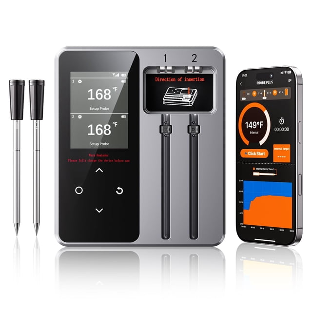 Newise Wireless Bluetooth Meat Thermometer - 2 Probes & App Control, Valentines Day Birthday Gifts for Men Him, Smart Digital Thermometer for Cooking