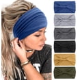 thumbnail image 1 of Diademas para mujer, diademas anchas con nudo bohemio, bandas deportivas para yoga, accesorios elásticos para el cabello, turbantes suaves multicolores, 1 of 4