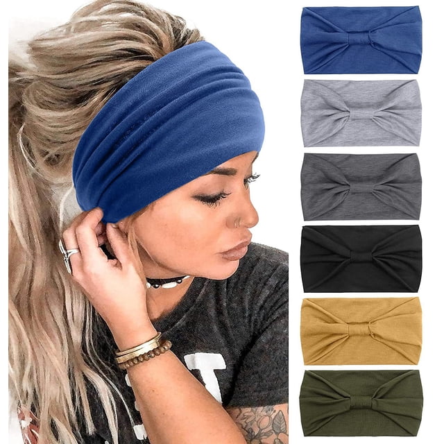 Diademas para mujer, diademas anchas con nudo bohemio, bandas deportivas para yoga, accesorios elásticos para el cabello, turbantes suaves multicolores