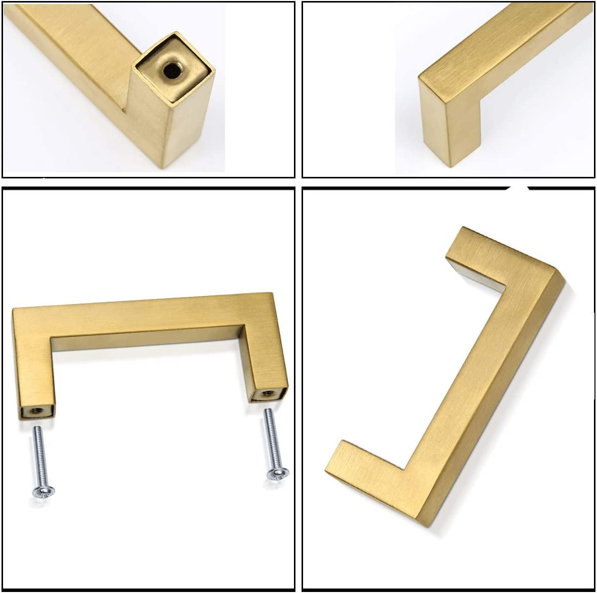 30 Pack|3-3/4" Brushed Gold Cabinet Pulls Kitchen Cabinet Handles Brass Drawer Pulls Square Cabinet Knobs,Kitchen Dresser Pull Furniture Hardware