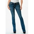 thumbnail image 2 of Grace in LA Women's Western Steerhead Rose Feather Embroidered Bootcut Jeans (25, Blue Stonewash), 2 of 3