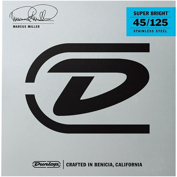 Dunlop DBMMS45125 Marcus Miller Super Bright 5-String Bass Set, 45-125